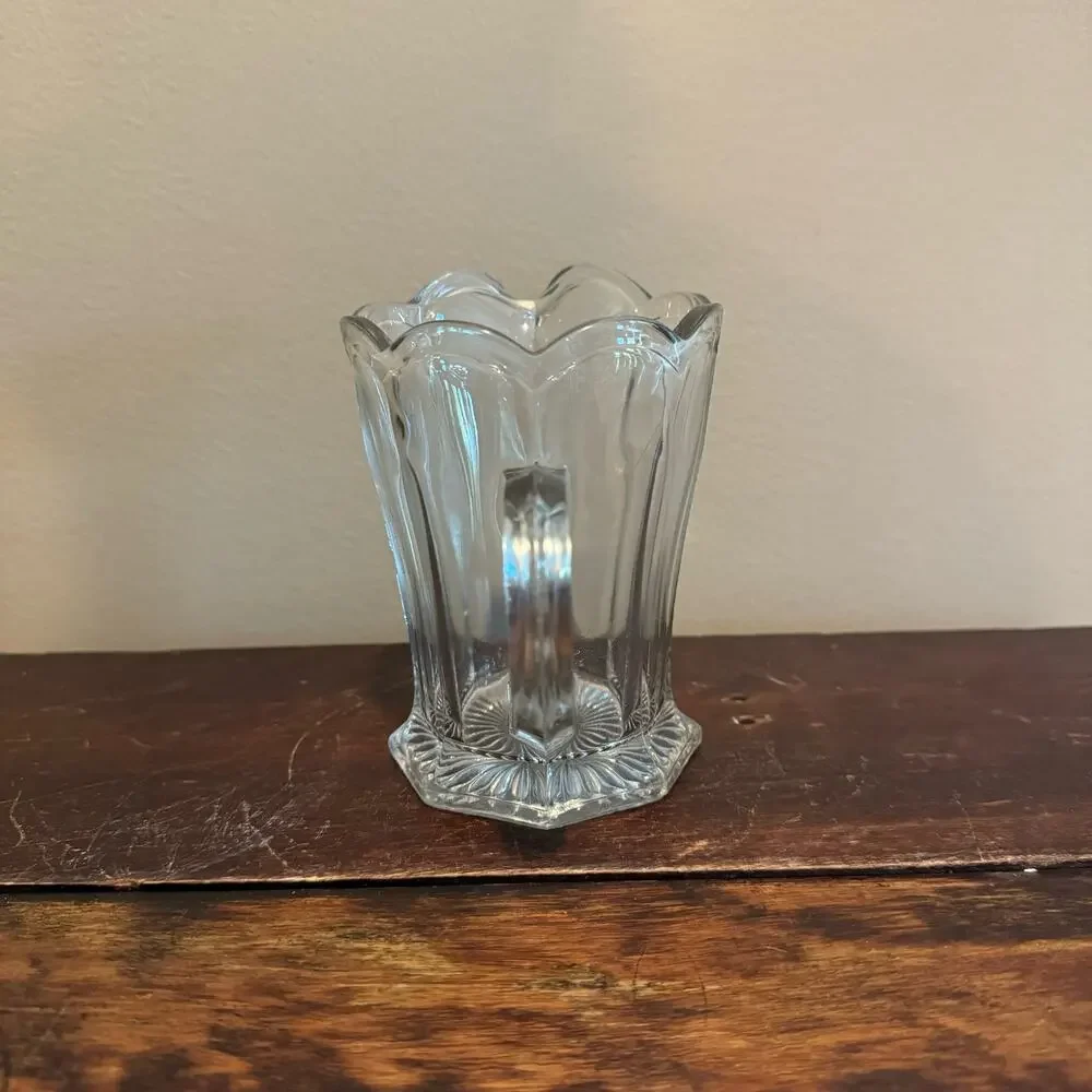 Bryce Vintage Pressed Glass faceted‎ Paneled small pitcher creamer & handle
